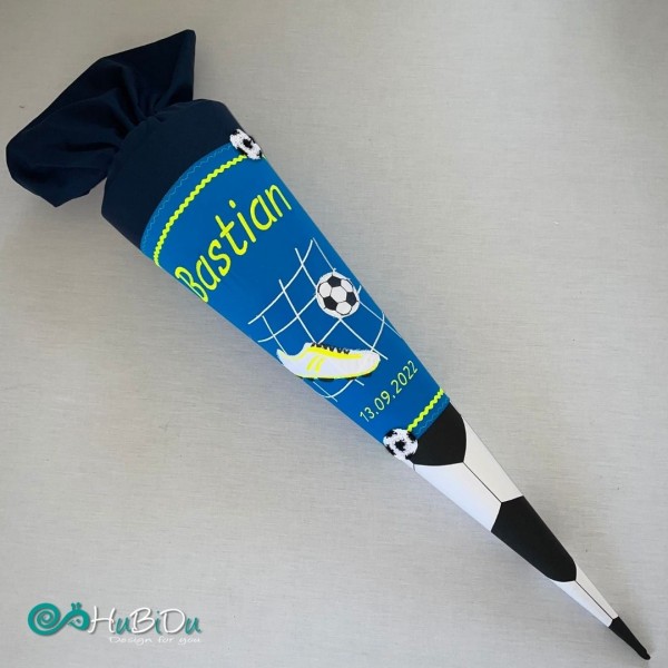 Schultüte Türkiser Fußballschuh mit dunkelblau